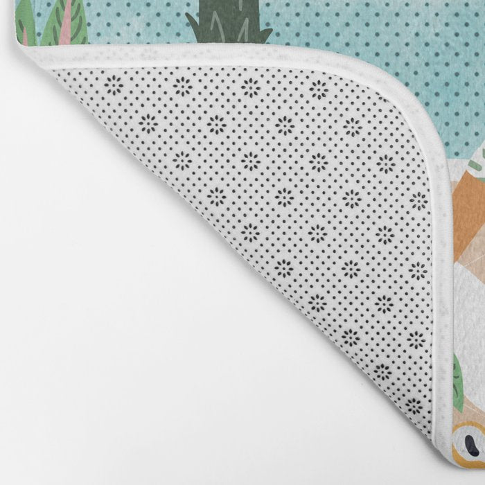 Urban Jungle Illustration, Tiger Home Decor, Woman & Modern Bohemian Wildlife Painting Bath Mat Gallery Image 2