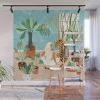 Urban Jungle Illustration, Tiger Home Decor, Woman & Modern Bohemian Wildlife Painting Wall Mural Gallery Image 1