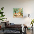 Urban Jungle Illustration, Tiger Home Decor, Woman & Modern Bohemian Wildlife Painting Wood Wall Art Gallery Image 2