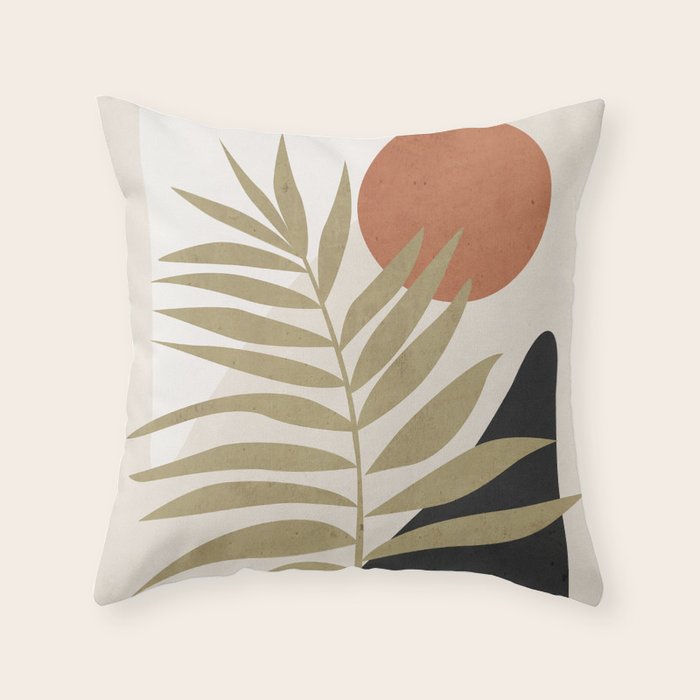 Tropical Leaf- Abstract Art 9 Throw Pillow Gallery Image 1