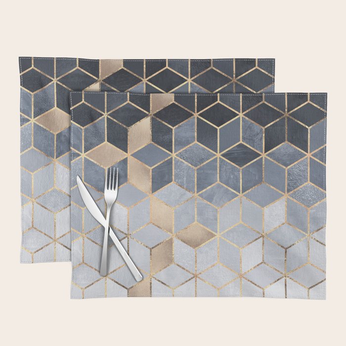 Soft Blue Gradient Cubes Placemat Gallery Image 1