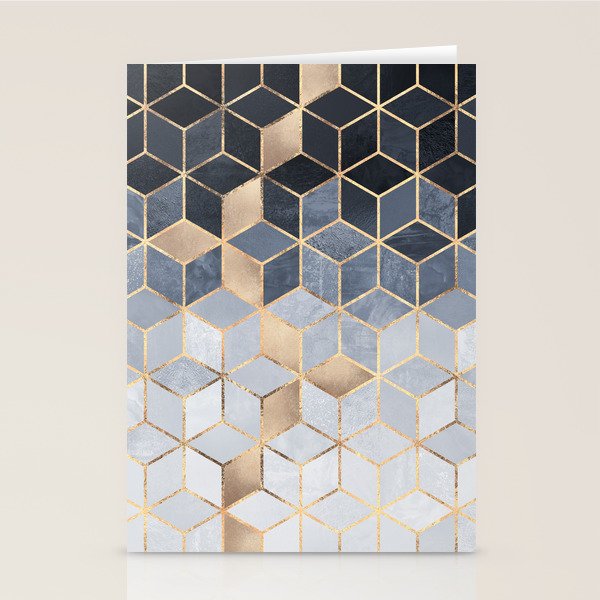 Soft Blue Gradient Cubes Stationery Card Gallery Image 1