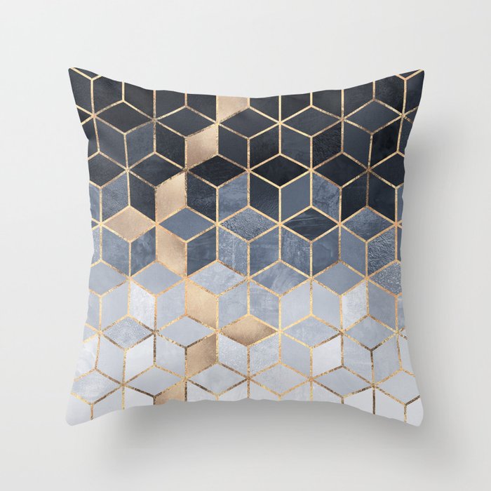 Soft Blue Gradient Cubes Throw Pillow Gallery Image 6