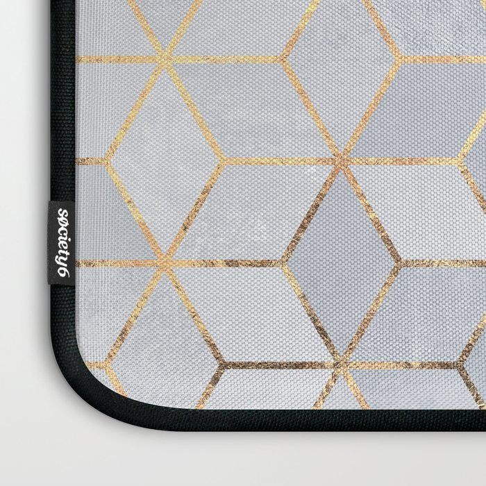 Soft Blue Gradient Cubes Laptop Sleeve Gallery Image 3