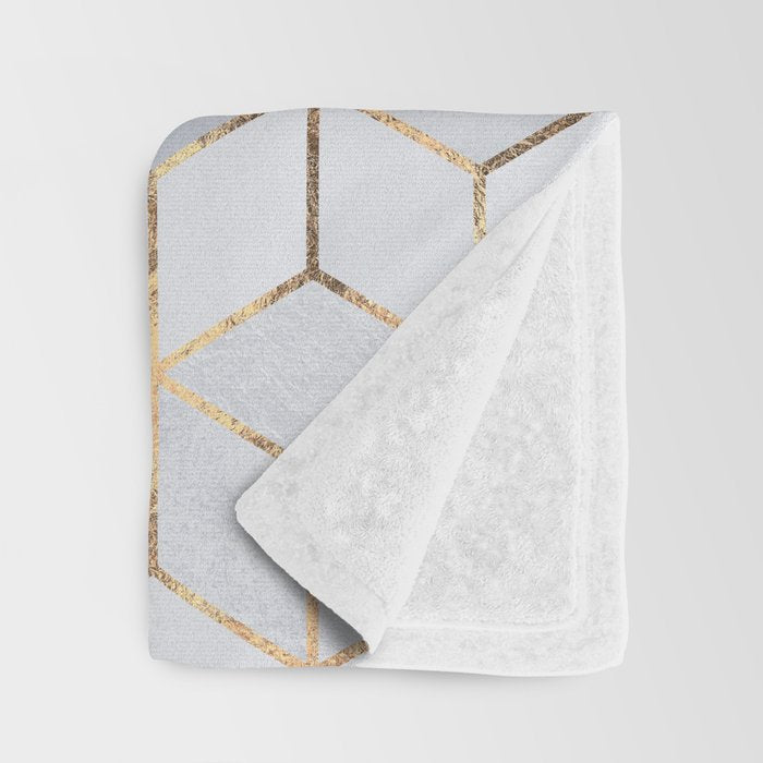 Soft Blue Gradient Cubes Throw Blanket Gallery Image 3