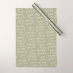 You Are Doing Great Sage Green Wrapping Paper Gallery Image 1