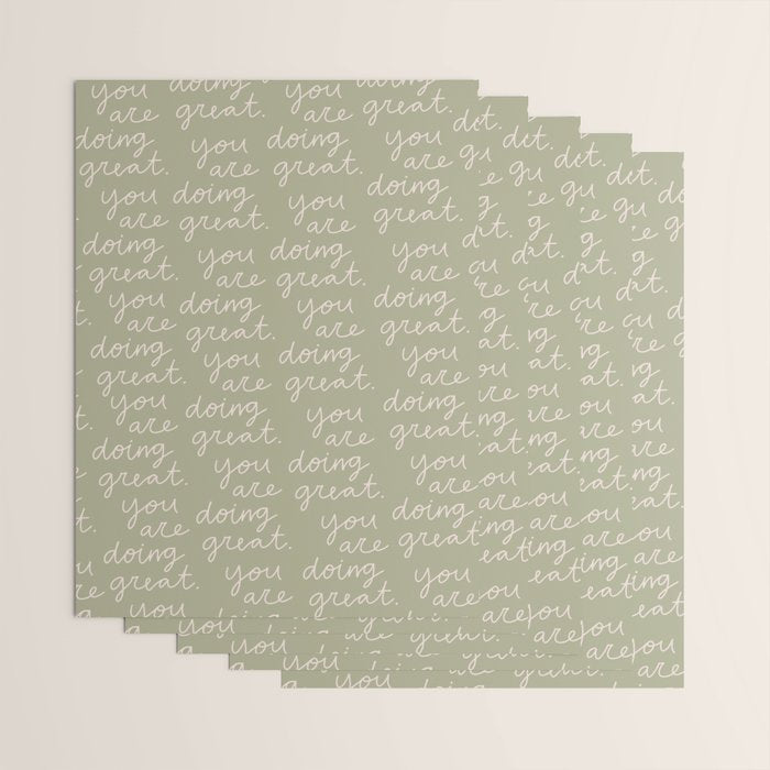 You Are Doing Great Sage Green Wrapping Paper Gallery Image 3