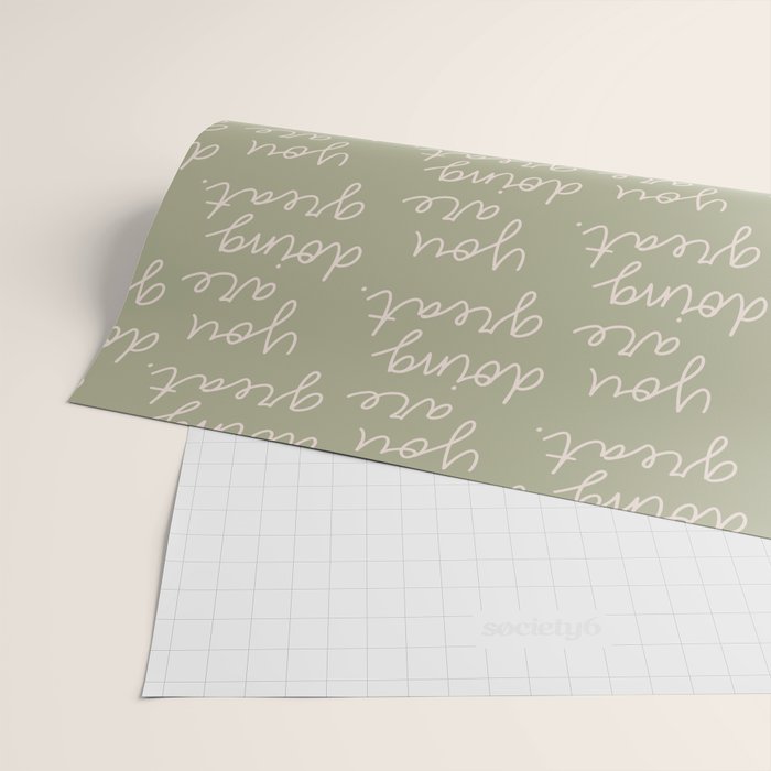 You Are Doing Great Sage Green Wrapping Paper Gallery Image 2