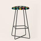 Funny retro cartoon sticker art pattern Stool Gallery Image 1