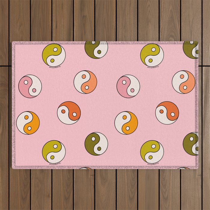 Rainbow Yin Yang Print Outdoor Rug Gallery Image 1