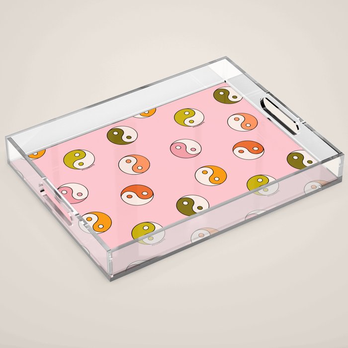 Rainbow Yin Yang Print Acrylic Tray Gallery Image 1
