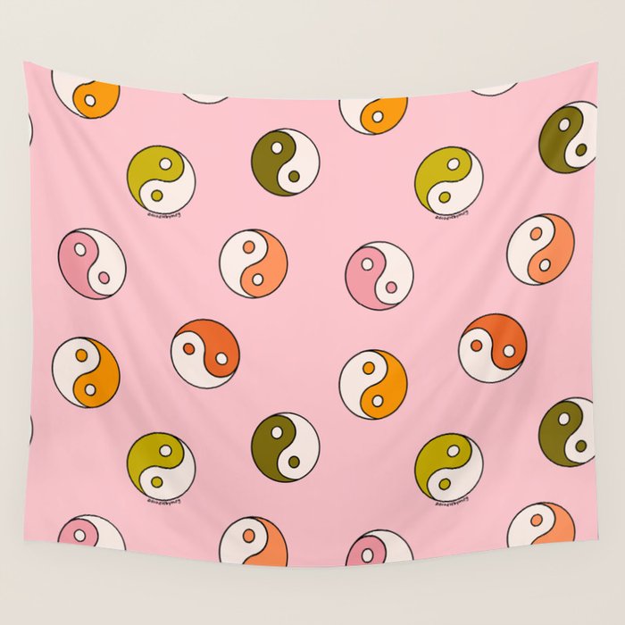 Rainbow Yin Yang Print Wall Tapestry Gallery Image 4