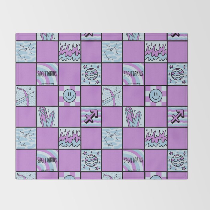 Sagittarius Checkered Print Throw Blanket Gallery Image 2