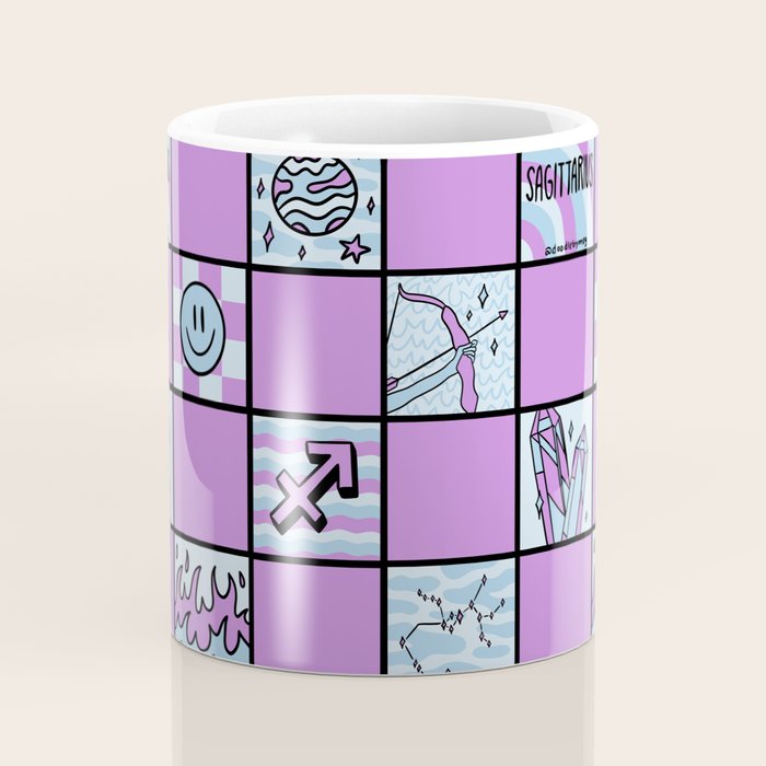 Sagittarius Checkered Print Coffee Mug Gallery Image 4