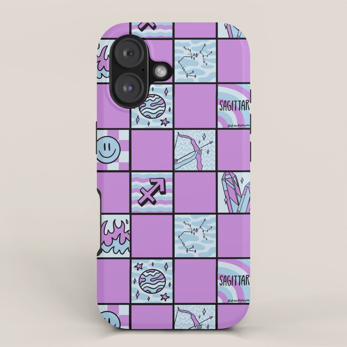 Sagittarius Checkered Print iPhone Case Gallery Image 1