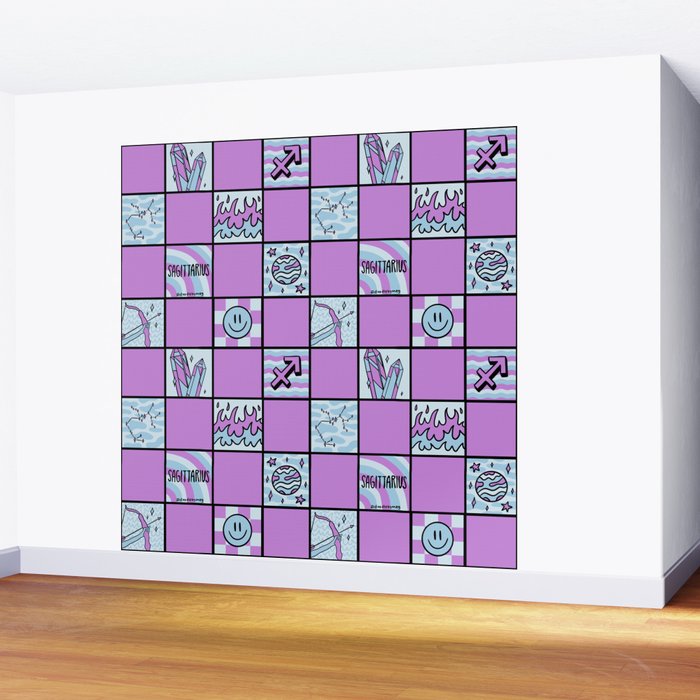 Sagittarius Checkered Print Wall Mural Gallery Image 2