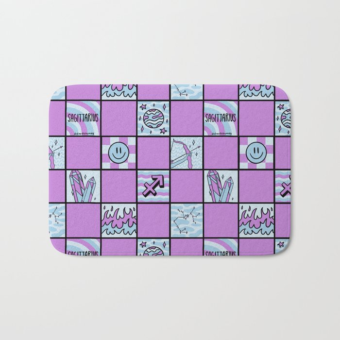 Sagittarius Checkered Print Bath Mat Gallery Image 1