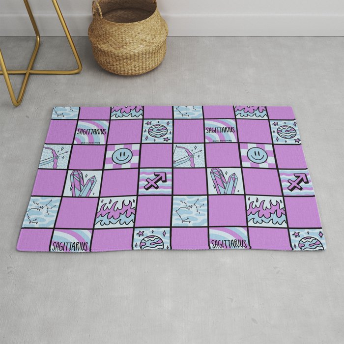 Sagittarius Checkered Print Rug Gallery Image 1