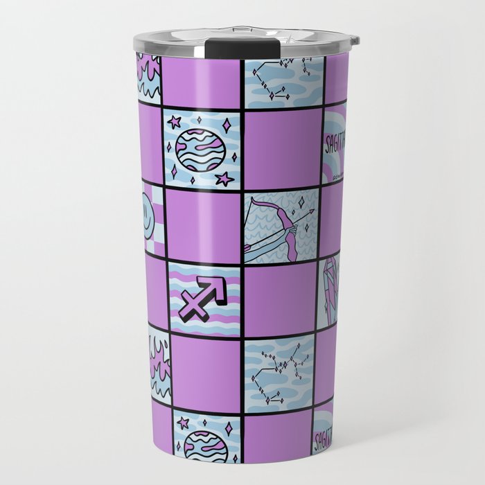 Sagittarius Checkered Print Travel Mug Gallery Image 1