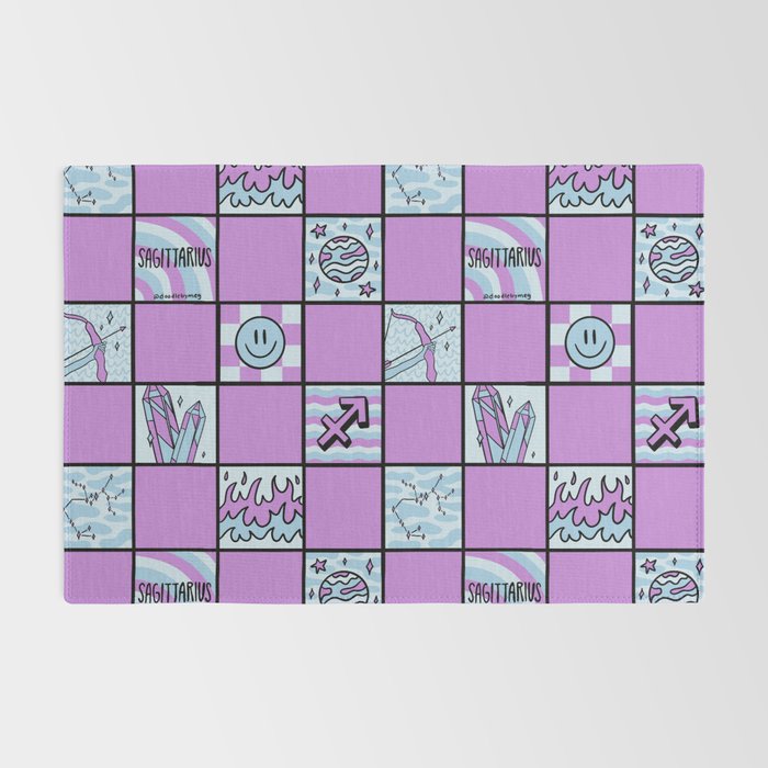 Sagittarius Checkered Print Rug Gallery Image 2