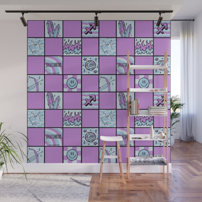 Sagittarius Checkered Print Wall Mural Gallery Image 1