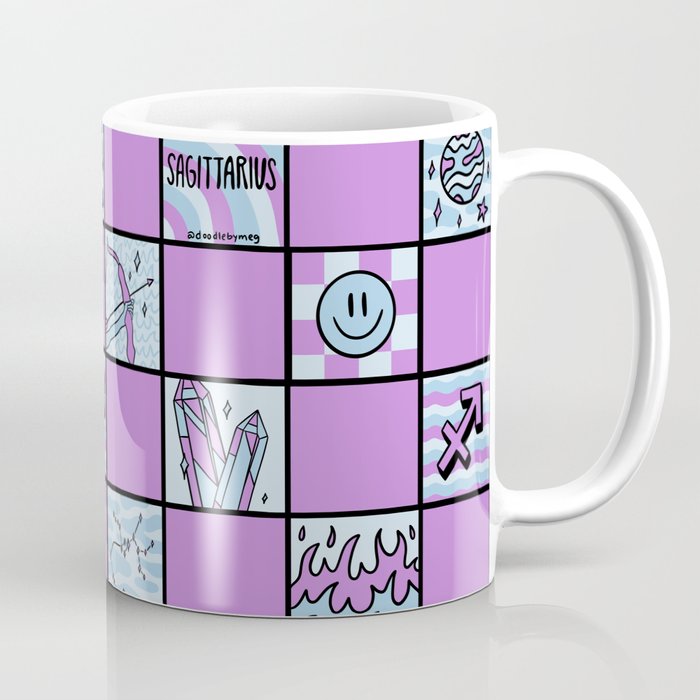 Sagittarius Checkered Print Coffee Mug Gallery Image 1