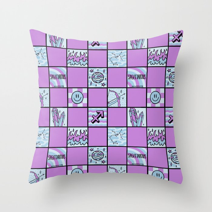 Sagittarius Checkered Print Throw Pillow Gallery Image 1