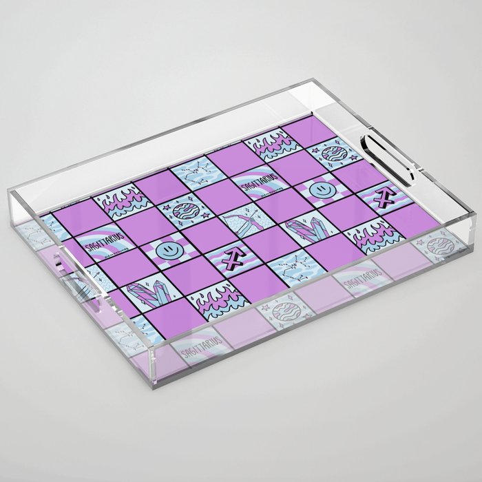 Sagittarius Checkered Print Acrylic Tray Gallery Image 1
