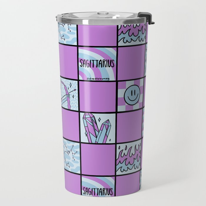 Sagittarius Checkered Print Travel Mug Gallery Image 2