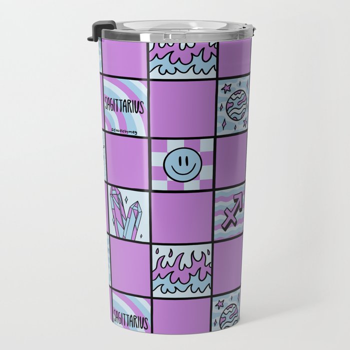 Sagittarius Checkered Print Travel Mug Gallery Image 3
