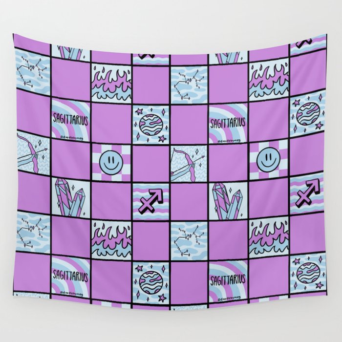 Sagittarius Checkered Print Wall Tapestry Gallery Image 4