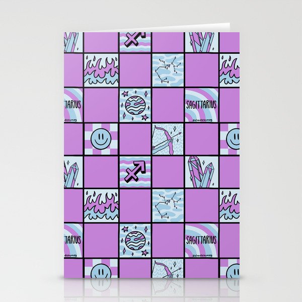 Sagittarius Checkered Print Stationery Card Gallery Image 2