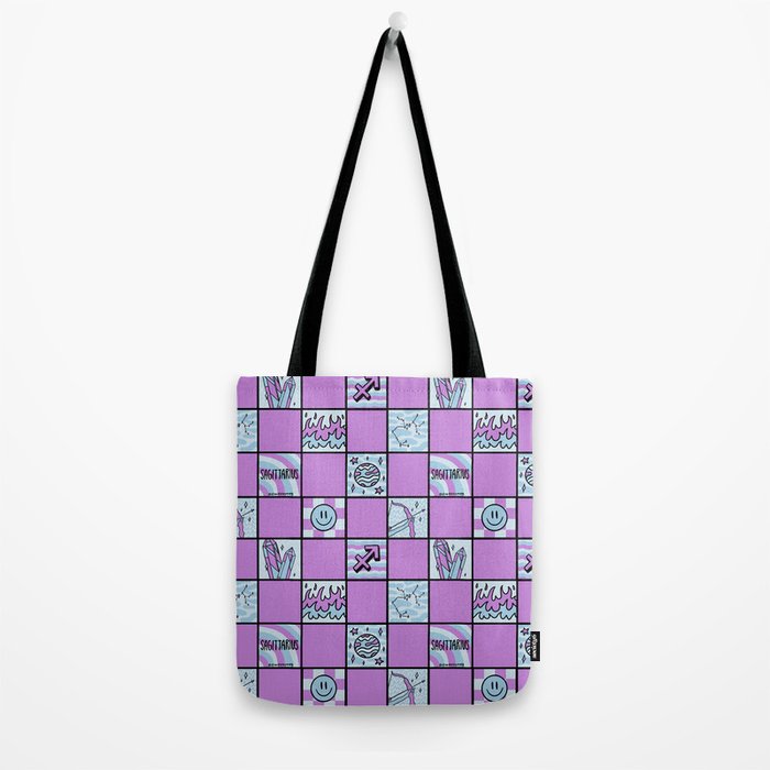 Sagittarius Checkered Print Tote Bag Gallery Image 2