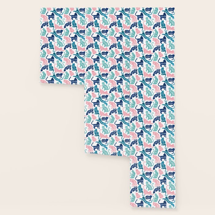 Be like a cat // white background pastel pink blue aqua and teal cat silhouettes with affirmations Wallpaper Gallery Image 3