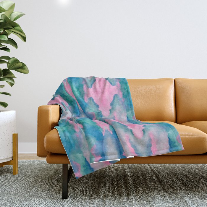 Florida Mirrored Watercolor Throw Blanket Gallery Image 1