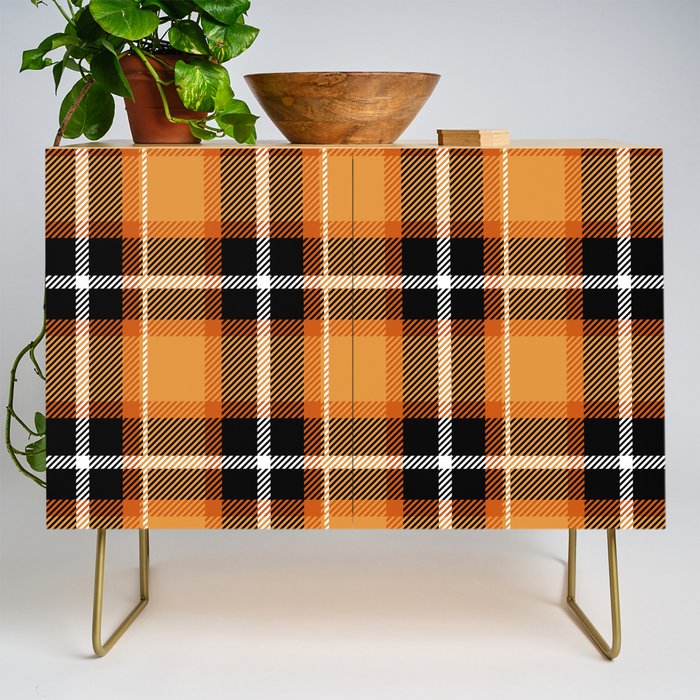 Orange + Black Plaid Credenza Gallery Image 1