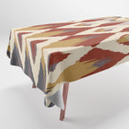 Boho Geometric, Ikat Pattern, Red, Blue, Yellow Tablecloth Gallery Image 1