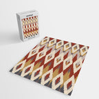 Boho Geometric, Ikat Pattern, Red, Blue, Yellow Jigsaw Puzzle Gallery Image 2