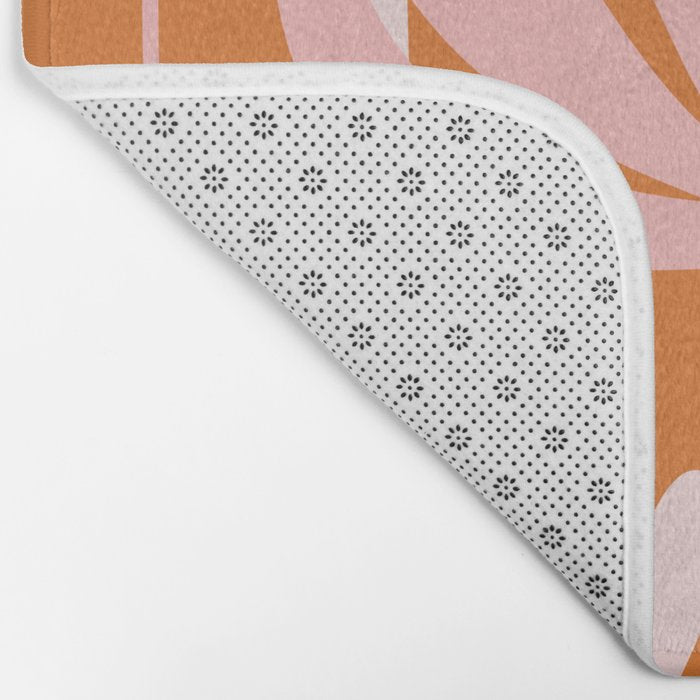 Bali Flowers Cheerful Floral Pattern in Pink and Orange Bath Mat Gallery Image 2