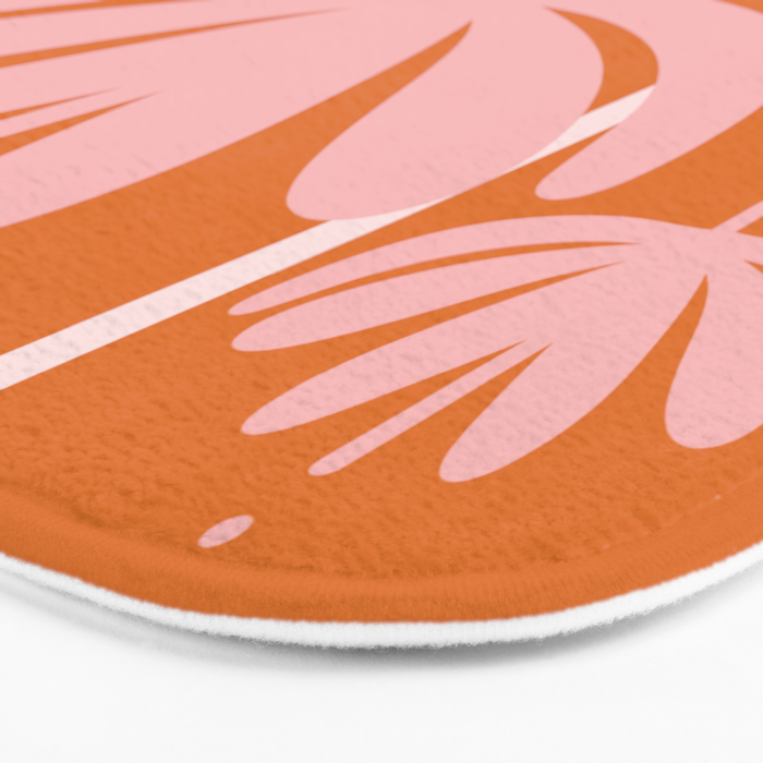 Bali Flowers Cheerful Floral Pattern in Pink and Orange Bath Mat Gallery Image 3