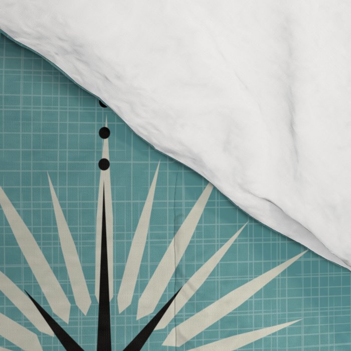 Mid Century Meow Retro Atomic Cats on Blue Comforter Gallery Image 4