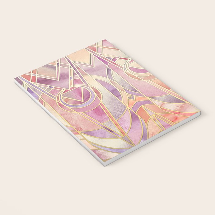 Glowing Coral and Amethyst Art Deco Pattern Notebook Gallery Image 3