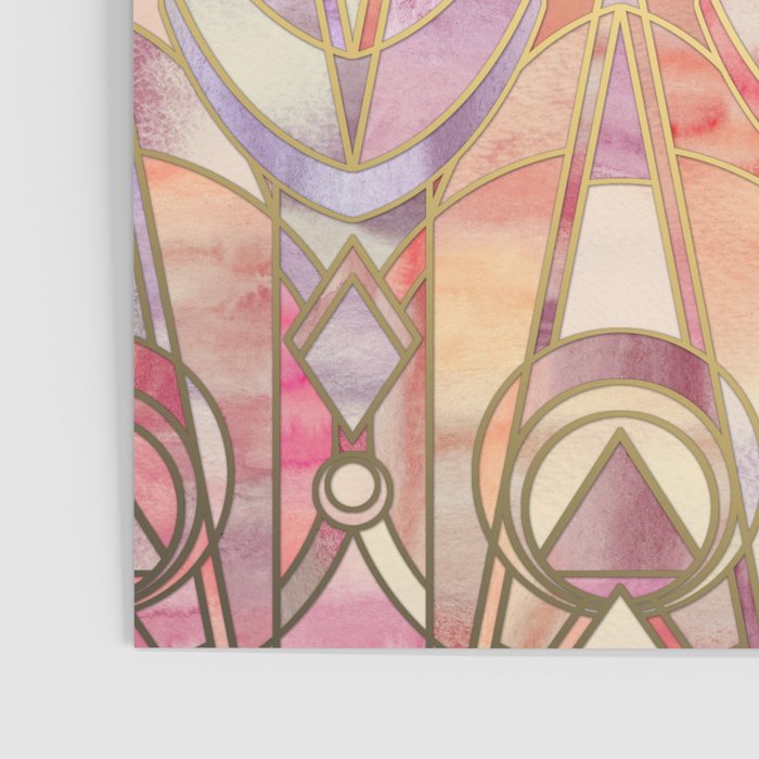 Glowing Coral and Amethyst Art Deco Pattern Poster Gallery Image 3