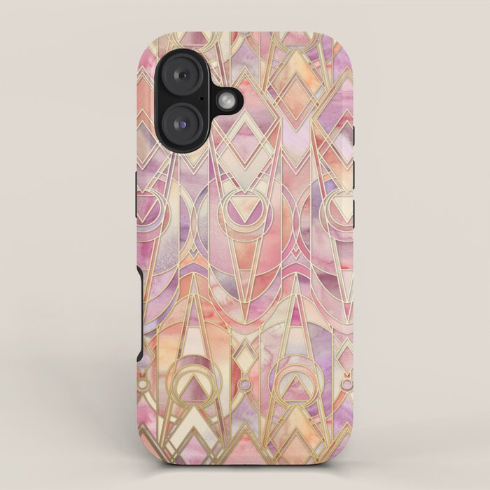 Glowing Coral and Amethyst Art Deco Pattern iPhone Case Gallery Image 1
