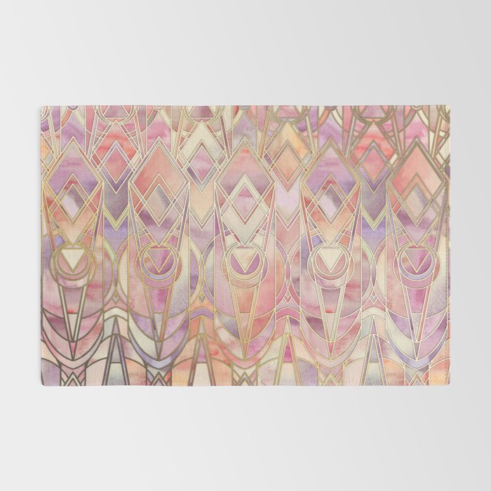 Glowing Coral and Amethyst Art Deco Pattern Rug Gallery Image 2