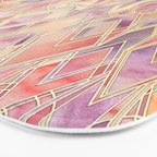 Glowing Coral and Amethyst Art Deco Pattern Bath Mat Gallery Image 3