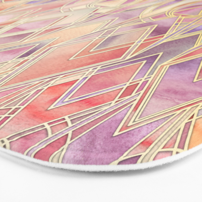 Glowing Coral and Amethyst Art Deco Pattern Bath Mat Gallery Image 3