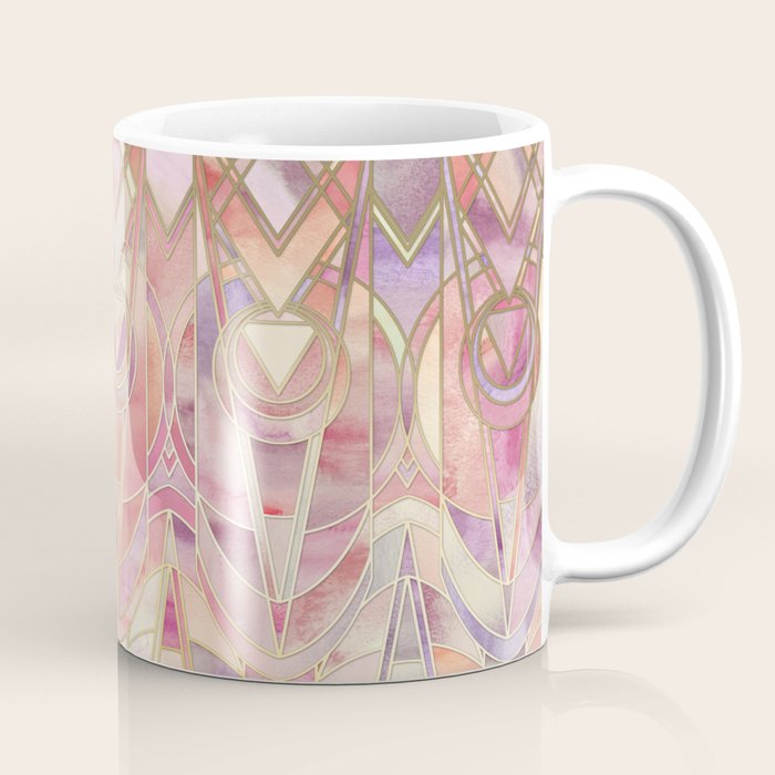 Glowing Coral and Amethyst Art Deco Pattern Coffee Mug Gallery Image 1