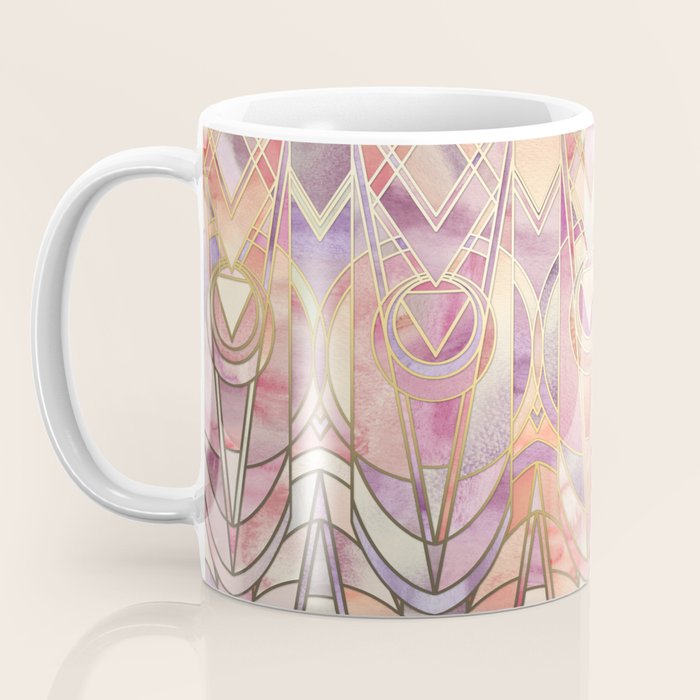 Glowing Coral and Amethyst Art Deco Pattern Coffee Mug Gallery Image 3