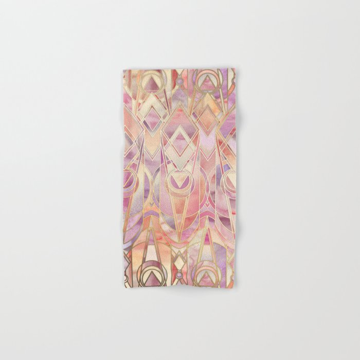 Glowing Coral and Amethyst Art Deco Pattern Bath Towel Gallery Image 1